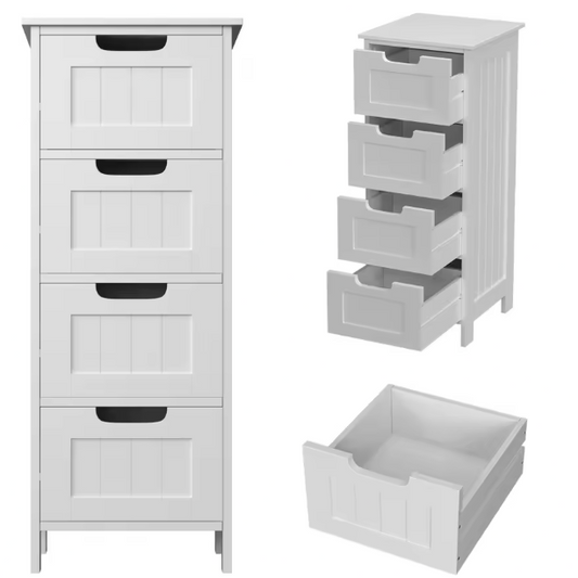 Badkamer Ladekast met 4 Lades – Vrijstaande Houten Opbergkast (82 cm)