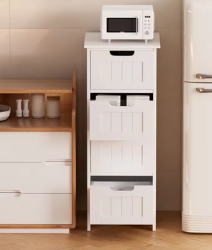 Badkamer Ladekast met 4 Lades – Vrijstaande Houten Opbergkast (82 cm)