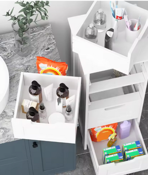 Badkamer Ladekast met 4 Lades – Vrijstaande Houten Opbergkast (82 cm)