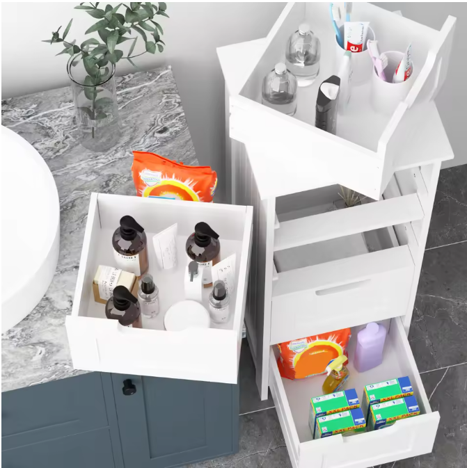 Badkamer Ladekast met 4 Lades – Vrijstaande Houten Opbergkast (82 cm)