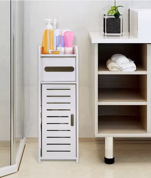 Houten Badkamerkast – Ruimtebesparende Toiletopbergkast met Planken