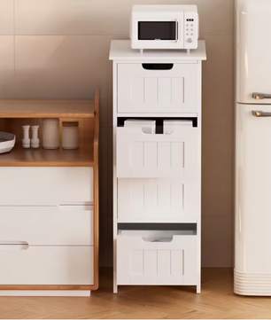 Badkamer Ladekast met 4 Lades – Vrijstaande Witte Opbergkast (82 cm)