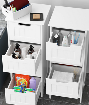 Badkamer Ladekast met 4 Lades – Vrijstaande Witte Opbergkast (82 cm)