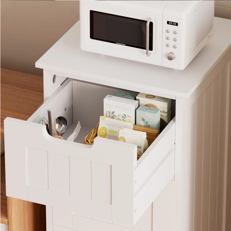 Badkamer Ladekast met 4 Lades – Vrijstaande Witte Opbergkast (82 cm)