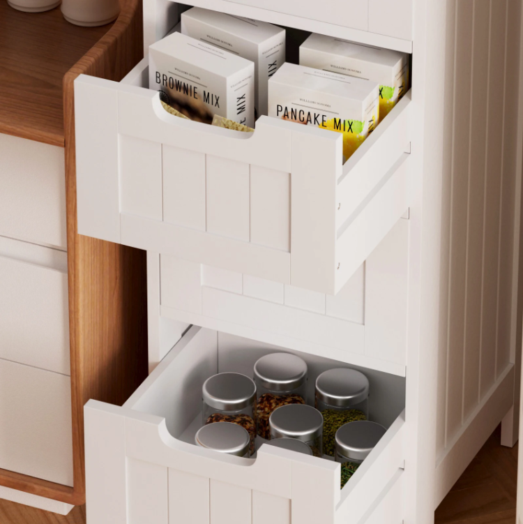 Badkamer Ladekast met 4 Lades – Vrijstaande Witte Opbergkast (82 cm)