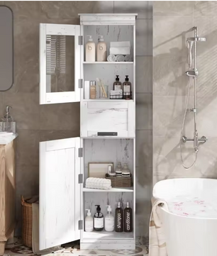 Hoge Badkamerkast met Lade en Deur – Vrijstaande Kast 170 cm