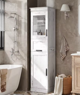 Hoge Badkamerkast met Lade en Deur – Vrijstaande Kast 170 cm