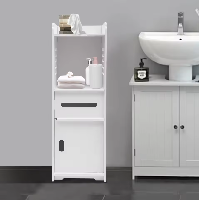 4-Laags Badkamerkast – Waterdichte PVC Opbergkast voor Handdoeken en Cosmetica