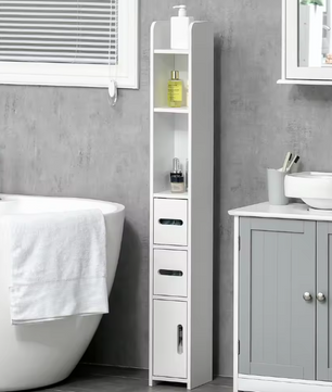 Smalle Badkamerkast met 3 Deuren – Hoge Opbergkast 120 cm