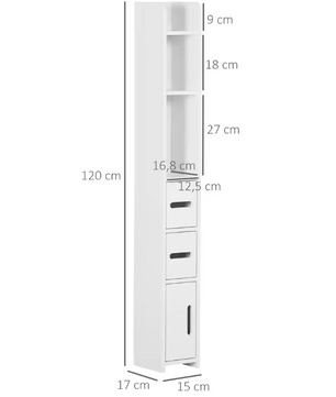 Smalle Badkamerkast met 3 Deuren – Hoge Opbergkast 120 cm