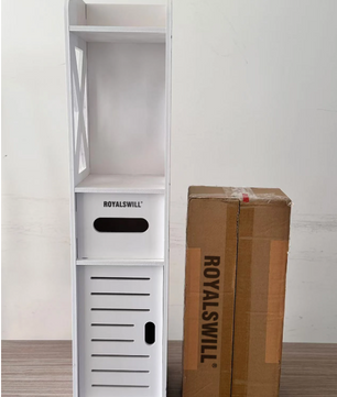 Badkamerkast met Deur – Slanke Opbergkast met 3 Lagen (81 cm)