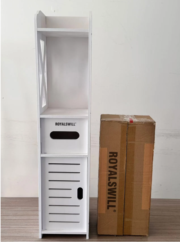 Badkamerkast met Deur – Slanke Opbergkast met 3 Lagen (81 cm)