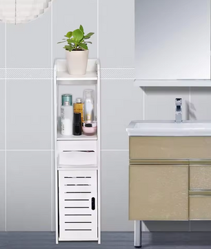 Houten Badkamerkast – Ruimtebesparende Toiletkast met Meerdere Planken