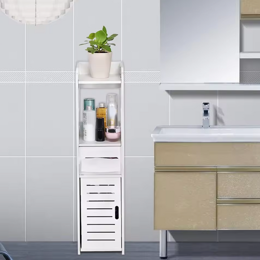 Houten Badkamerkast – Ruimtebesparende Toiletkast met Meerdere Planken