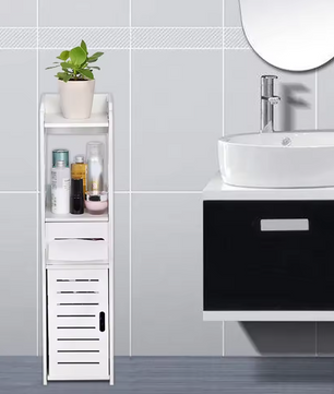 Houten Badkamerkast – Ruimtebesparende Toiletkast met Meerdere Planken