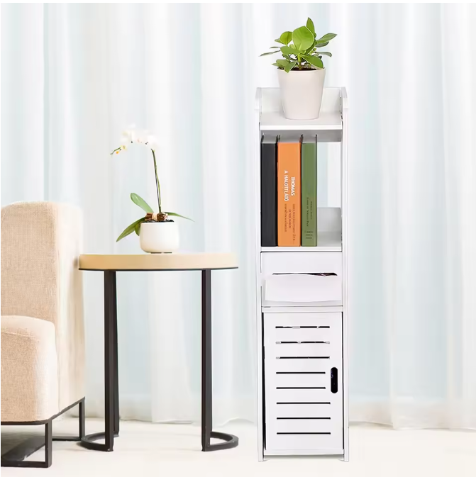 Houten Badkamerkast – Ruimtebesparende Toiletkast met Meerdere Planken