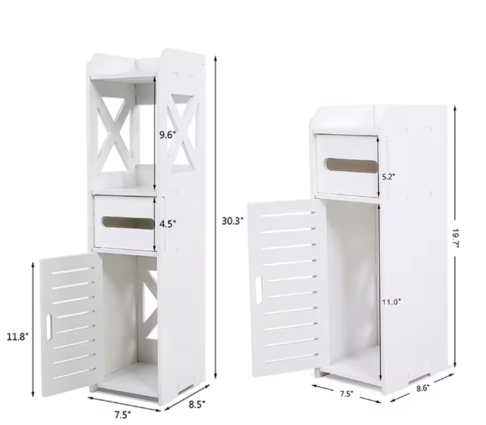 Houten Badkamerkast – Ruimtebesparende Toiletkast met Meerdere Planken