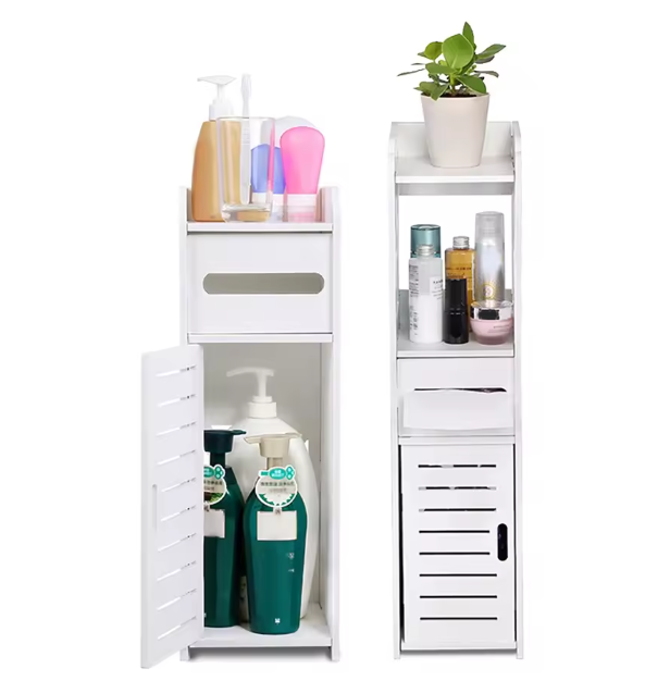 Houten Badkamerkast – Ruimtebesparende Toiletkast met Meerdere Planken