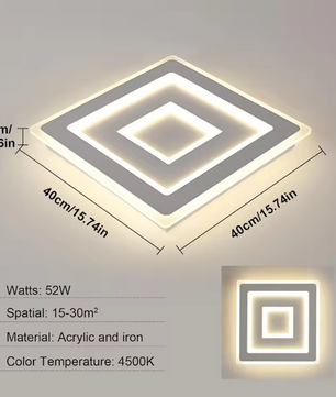 Moderne Vierkante LED Plafondlamp – 42W Acryl Wit, Slaapkamer & Woonkamer