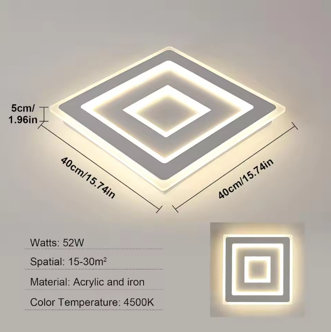 Moderne Vierkante LED Plafondlamp – 42W Acryl Wit, Slaapkamer & Woonkamer