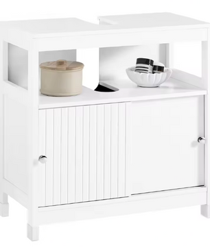 Wastafel Onderkast Wit – Badkamermeubel met Schuifdeuren (60×60×30 cm)