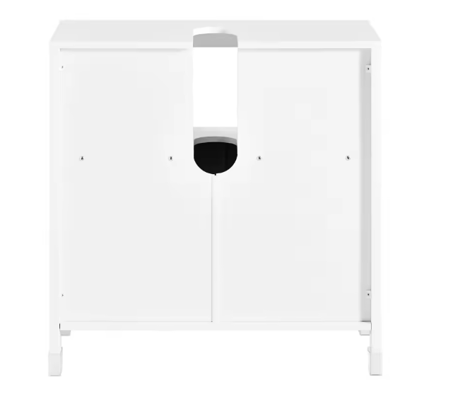 Wastafel Onderkast Wit – Badkamermeubel met Schuifdeuren (60×60×30 cm)