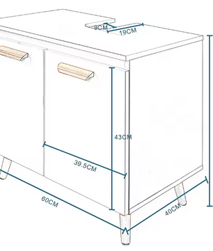 Badkamer Onderkast met Deuren – Vrijstaand Wastafelmeubel 60 cm