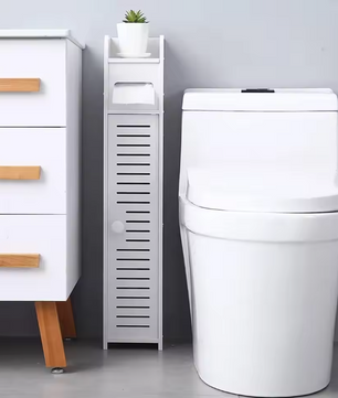 Hoge Slanke Badkamerkast – Witte Opbergkast met 4 Lagen