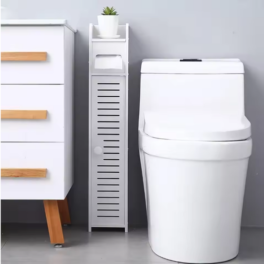 Hoge Slanke Badkamerkast – Witte Opbergkast met 4 Lagen