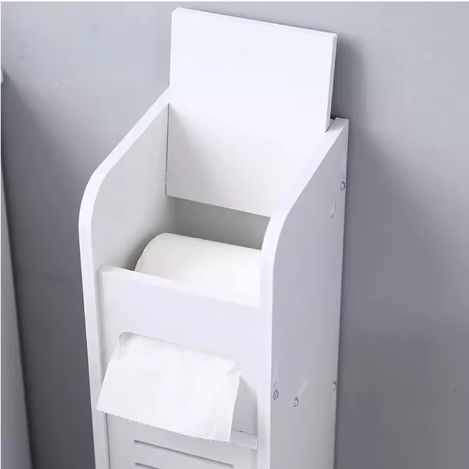 Hoge Slanke Badkamerkast – Witte Opbergkast met 4 Lagen