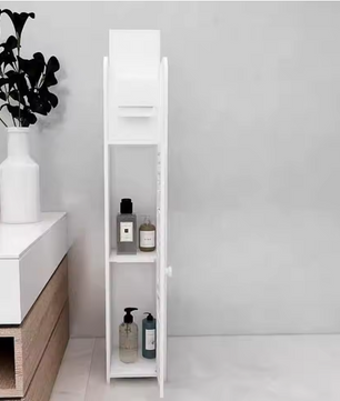 Hoge Slanke Badkamerkast – Witte Opbergkast met 4 Lagen