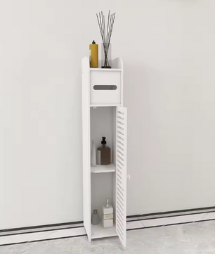 Hoge Slanke Badkamerkast – Witte Opbergkast met 4 Lagen