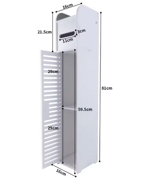 Hoge Slanke Badkamerkast – Witte Opbergkast met 4 Lagen