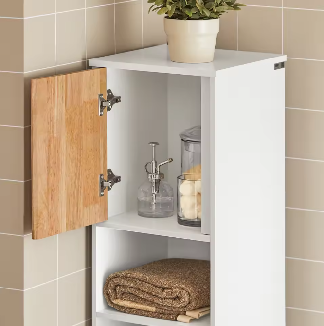 Hoge Badkamerkast met Waszak – Wit Houten Opbergkast 170 cm