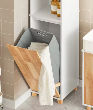 Hoge Badkamerkast met Waszak – Wit Houten Opbergkast 170 cm