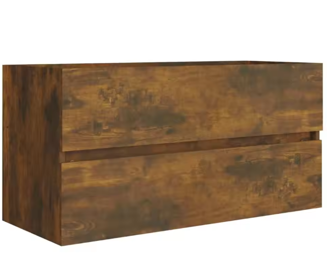Massief Houten Wastafelkast – Ruimtebesparende Opbergkast in Gerookt Eiken (90×38,5×45 cm)