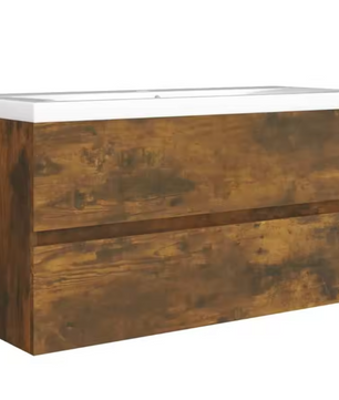 Massief Houten Wastafelkast – Ruimtebesparende Opbergkast in Gerookt Eiken (90×38,5×45 cm)