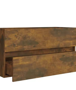 Massief Houten Wastafelkast – Ruimtebesparende Opbergkast in Gerookt Eiken (90×38,5×45 cm)