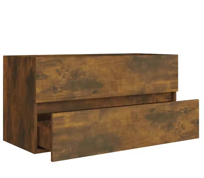 Massief Houten Wastafelkast – Ruimtebesparende Opbergkast in Gerookt Eiken (90×38,5×45 cm)
