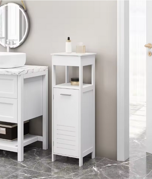 Witte Hoekkast met Deur – 4-Laags Badkamerkast 99 cm