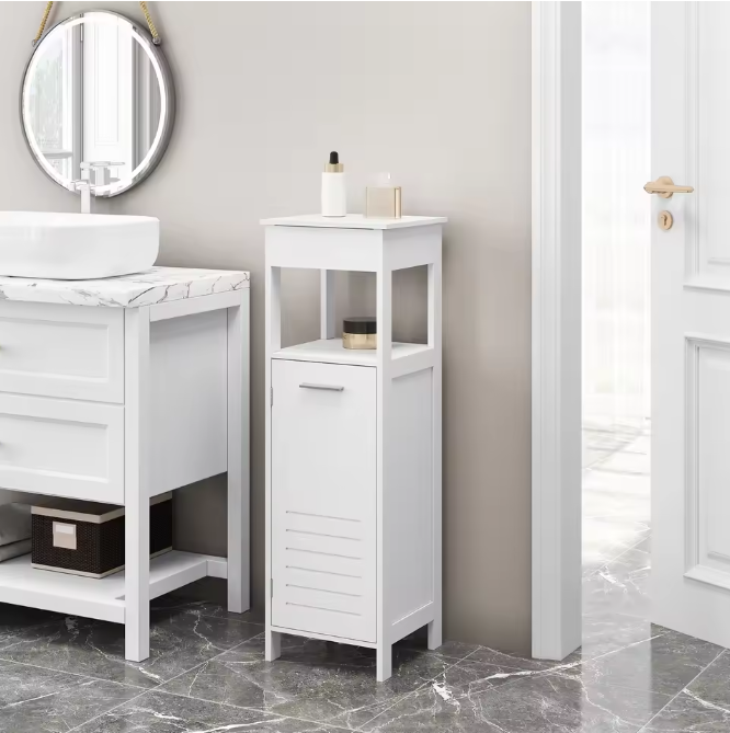 Witte Hoekkast met Deur – 4-Laags Badkamerkast 99 cm