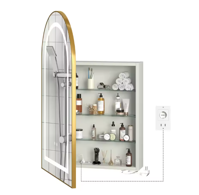 Moderne Houten Badkamerspiegelkast met LED en Anticondensfunctie