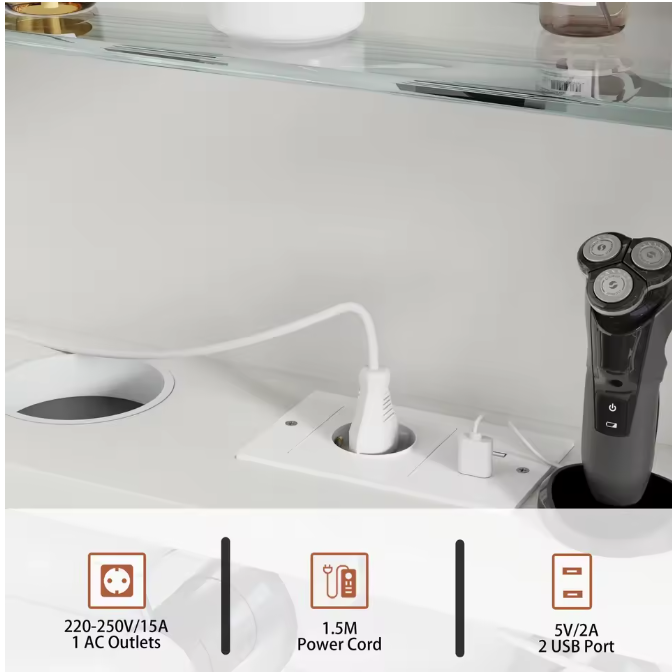 Moderne Houten Badkamerspiegelkast met LED en Anticondensfunctie