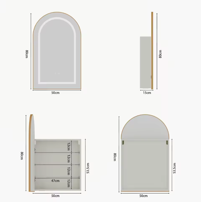 Moderne Houten Badkamerspiegelkast met LED en Anticondensfunctie