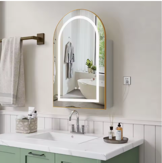 Moderne Houten Badkamerspiegelkast met LED en Anticondensfunctie