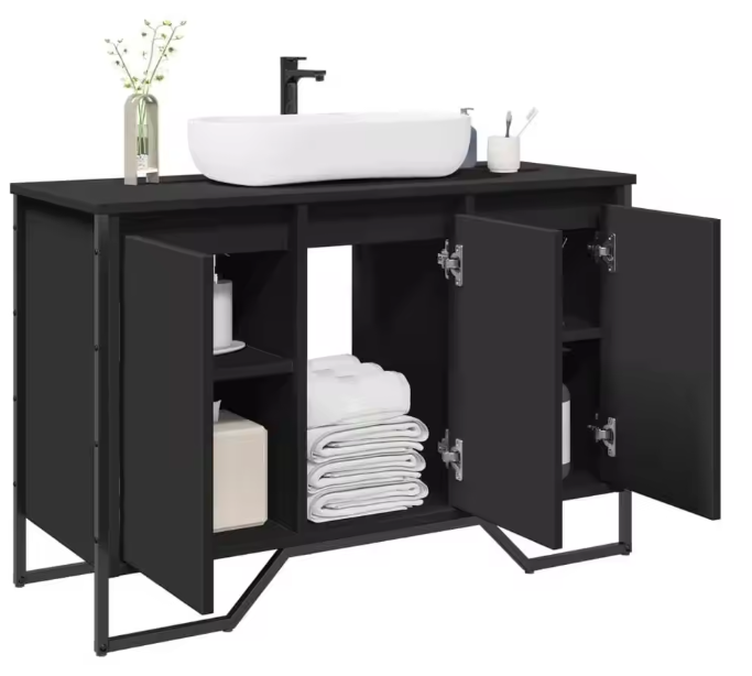 Zwarte Wastafelkast 91 cm – Moderne Badkamer Opbergkast