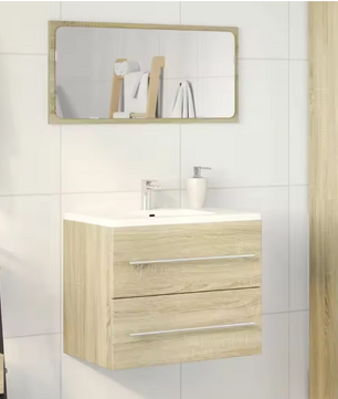 Sonoma Eiken Wastafelkast – Moderne Badkamer Opbergkast 60 cm