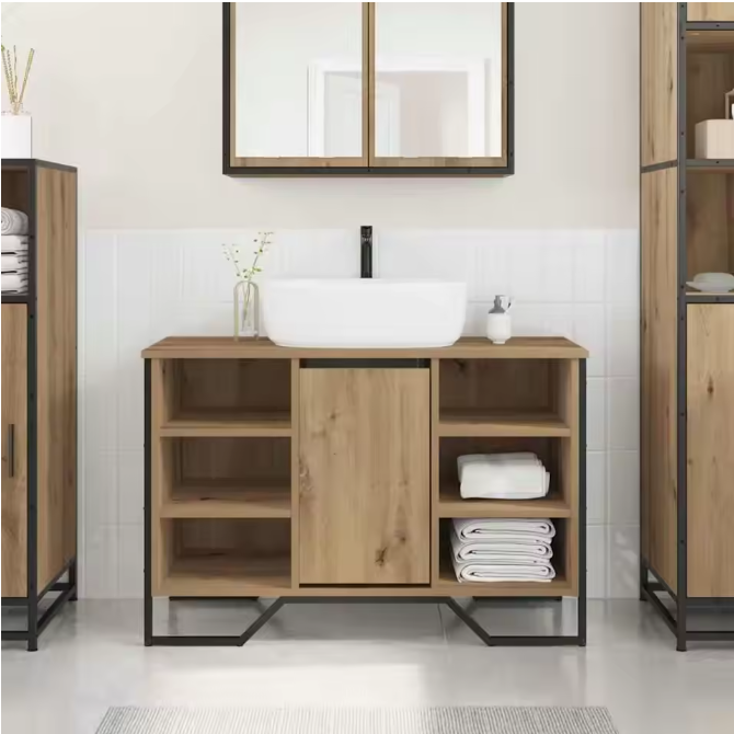 Elegante Eiken Wastafelkast – Moderne Badkamerkast 91×35×60 cm