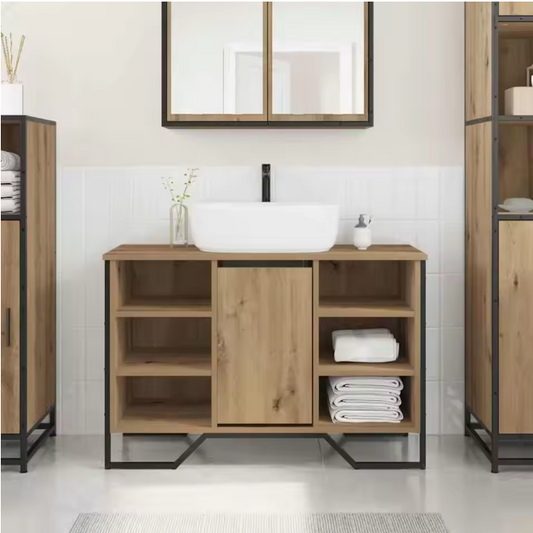 Elegante Eiken Wastafelkast – Moderne Badkamerkast 91×35×60 cm