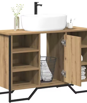 Elegante Eiken Wastafelkast – Moderne Badkamerkast 91×35×60 cm